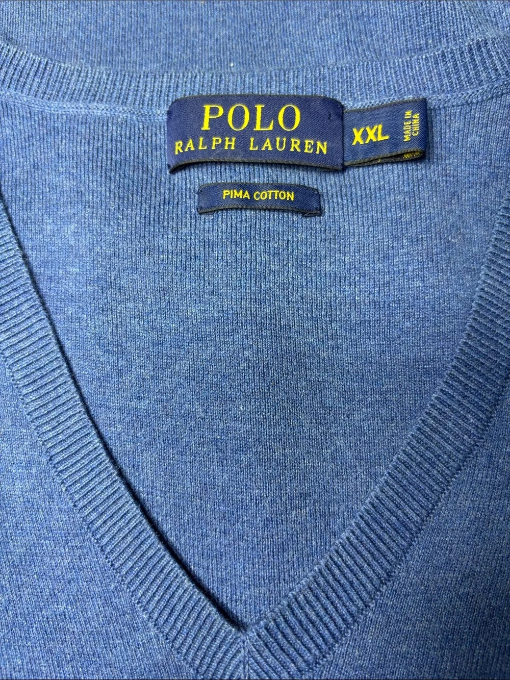 Polo Ralph Lauren 100% Pima Cotton Men’s V-Neck Sweater Vest Blue XXL